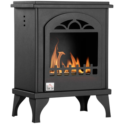 Free Standing Bioethanol Fireplace 7000 BTU Bioethanol Stove with 1.2 L Tank Stainless Steel Fire Snuffer 3H Combustion Time for Indoors 20-25 m² 41x25x54 cm Black