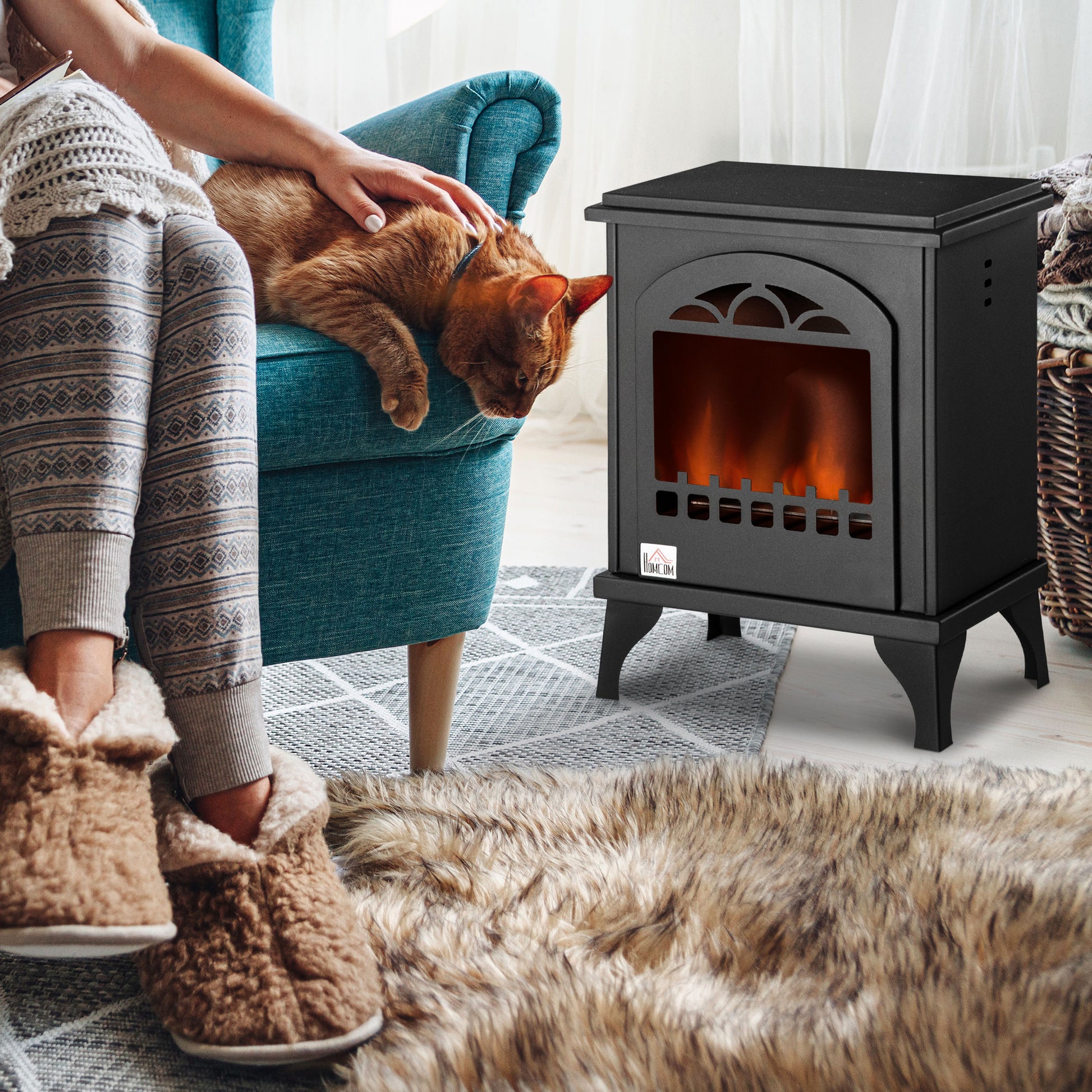 Free Standing Bioethanol Fireplace 7000 BTU Bioethanol Stove with 1.2 L Tank Stainless Steel Fire Snuffer 3H Combustion Time for Indoors 20-25 m² 41x25x54 cm Black