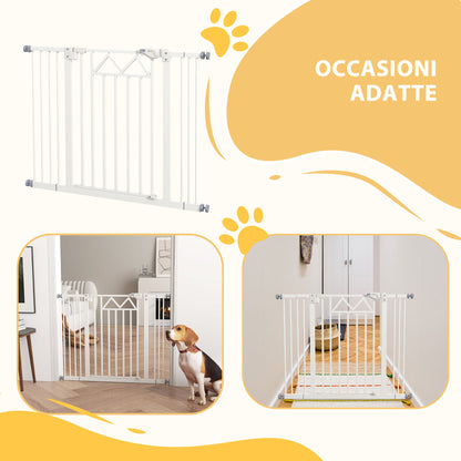 Dog Gate with 4 Adjustable Screws and Adhesive Tape, Metal and Plastic Safety Gate, 74-100x76cm, White
