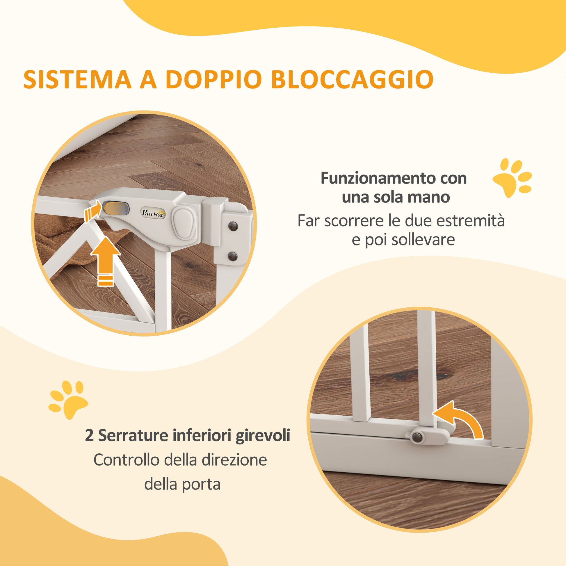 Dog Gate with 4 Adjustable Screws and Adhesive Tape, Metal and Plastic Safety Gate, 74-100x76cm, White