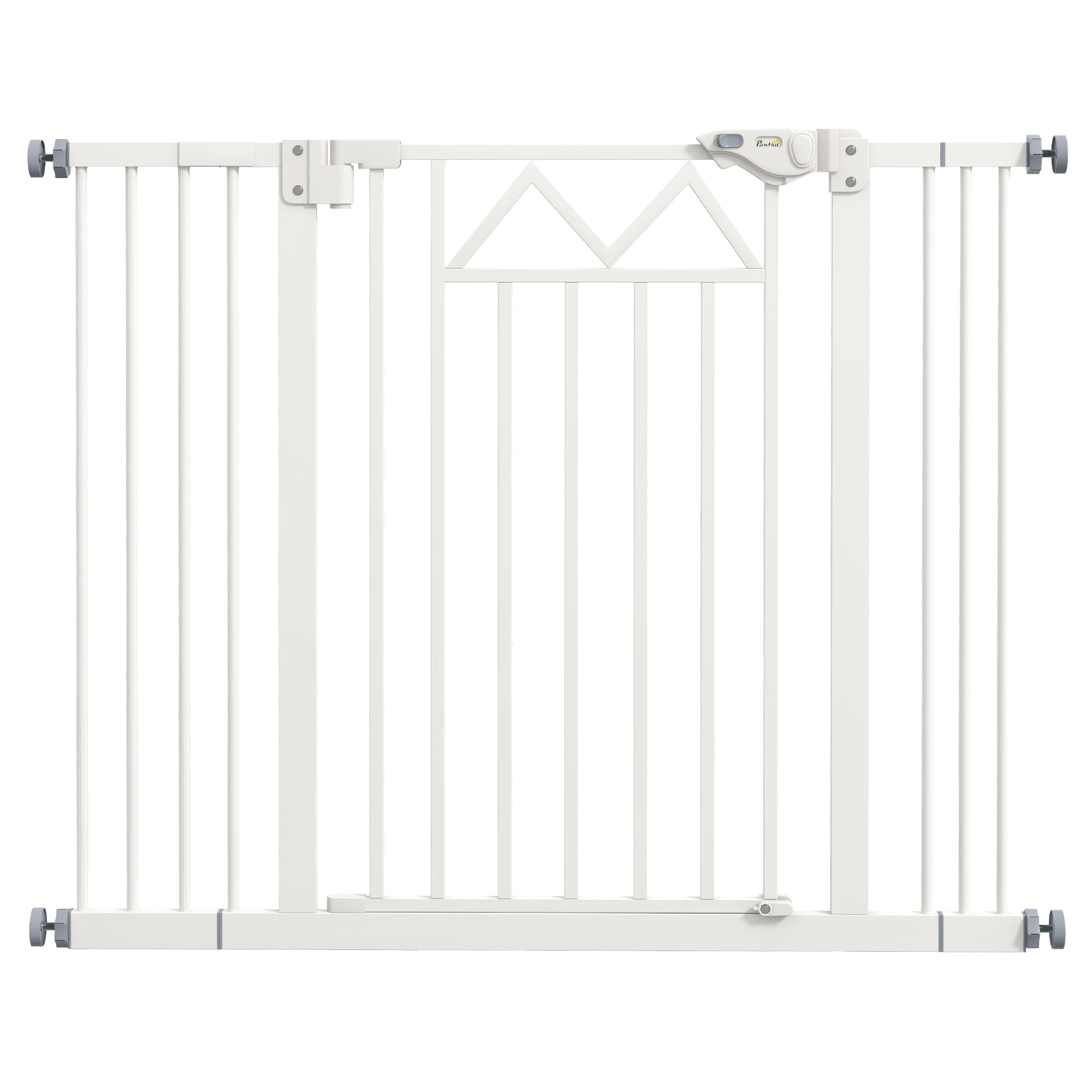 Dog Gate with 4 Adjustable Screws and Adhesive Tape, Metal and Plastic Safety Gate, 74-100x76cm, White
