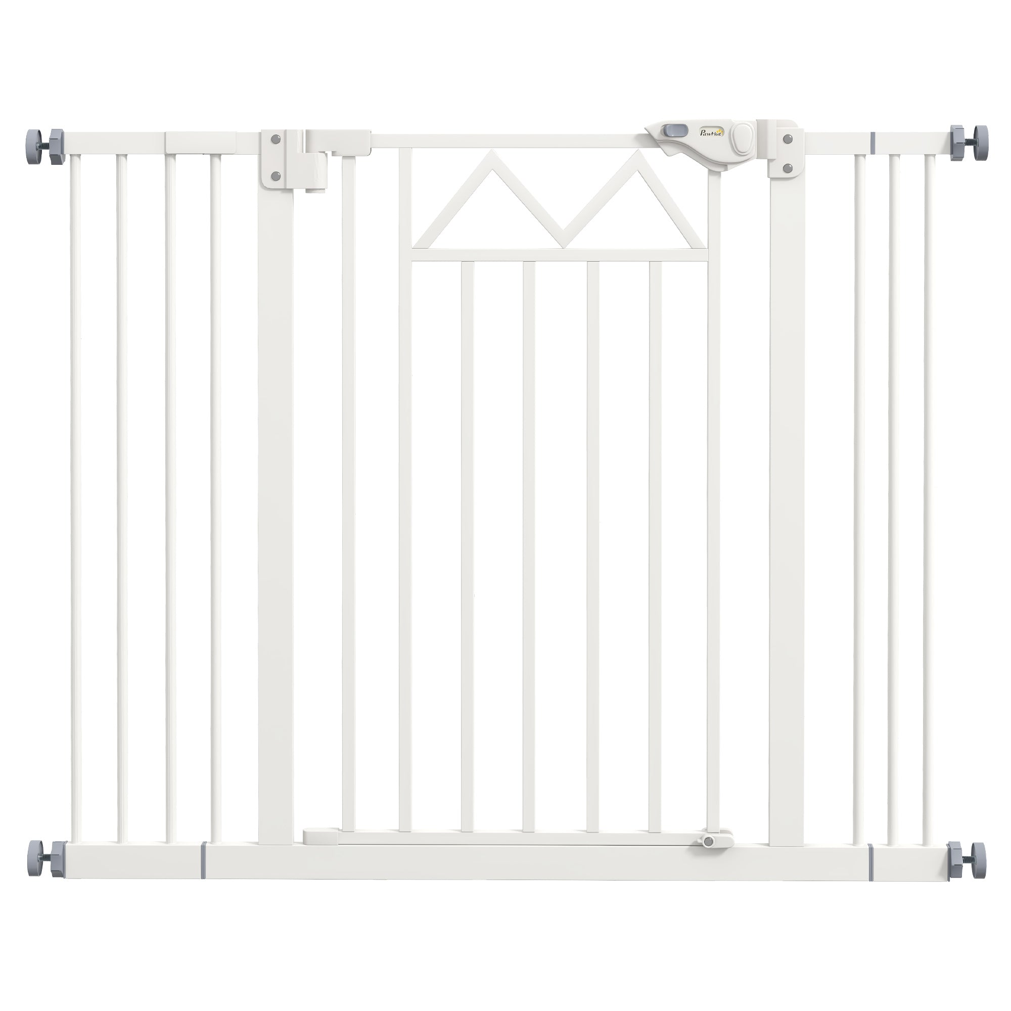 Dog Gate with 4 Adjustable Screws and Adhesive Tape, Metal and Plastic Safety Gate, 74-100x76cm, White