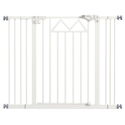 Dog Gate with 4 Adjustable Screws and Adhesive Tape, Metal and Plastic Safety Gate, 74-100x76cm, White