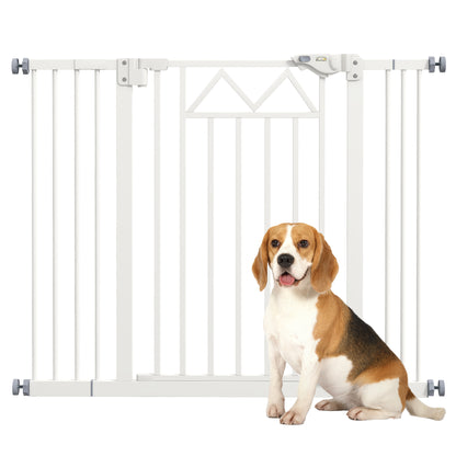 Dog Gate with 4 Adjustable Screws and Adhesive Tape, Metal and Plastic Safety Gate, 74-100x76cm, White
