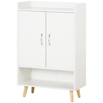 Modern 2-Door Shoe Cabinet with 4 Shelves for 12 Pairs of Shoes, Ideal for Entryway Living Room Bedroom 60x30x92 cm White