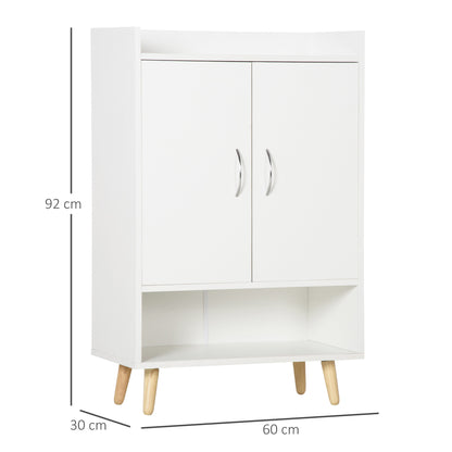 Modern 2-Door Shoe Cabinet with 4 Shelves for 12 Pairs of Shoes, Ideal for Entryway Living Room Bedroom 60x30x92 cm White