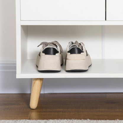 Modern 2-Door Shoe Cabinet with 4 Shelves for 12 Pairs of Shoes, Ideal for Entryway Living Room Bedroom 60x30x92 cm White