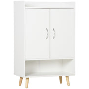 Modern 2-Door Shoe Cabinet with 4 Shelves for 12 Pairs of Shoes, Ideal for Entryway Living Room Bedroom 60x30x92 cm White