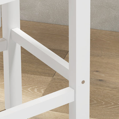 Set of 2 Bar Stools Seat Height 60.2 cm Wood Kitchen Stools with Backrest and Footrest Load 120 kg for Dining Room Living Room Natural and White