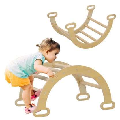 Kids Climbing Arch, Baby Arch, Baby Motor Skills Course, Indoor Wooden Rocking Play Area for Boys & Girls, Toddlers 18-48 Months, Natural Wood Finish