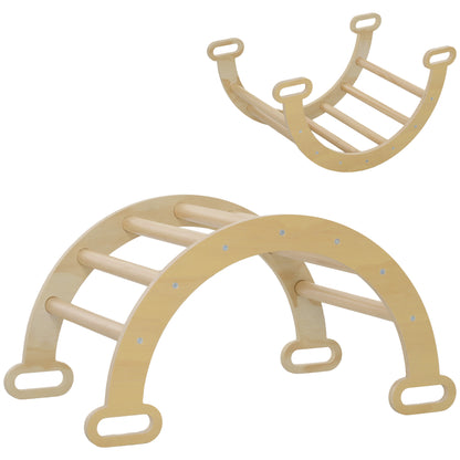 Kids Climbing Arch, Baby Arch, Baby Motor Skills Course, Indoor Wooden Rocking Play Area for Boys & Girls, Toddlers 18-48 Months, Natural Wood Finish