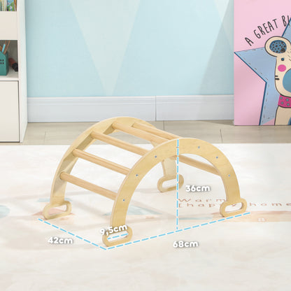 Kids Climbing Arch, Baby Arch, Baby Motor Skills Course, Indoor Wooden Rocking Play Area for Boys & Girls, Toddlers 18-48 Months, Natural Wood Finish
