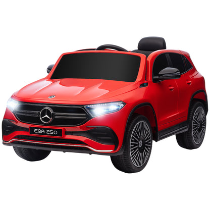 Kids Electric Car 3-8 Years with Mercedes Benz EQA 12V License, Remote Control, Headlights and Horn, 111.5x69x52.5 cm, Red and Black