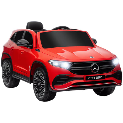 Kids Electric Car 3-8 Years with Mercedes Benz EQA 12V License, Remote Control, Headlights and Horn, 111.5x69x52.5 cm, Red and Black