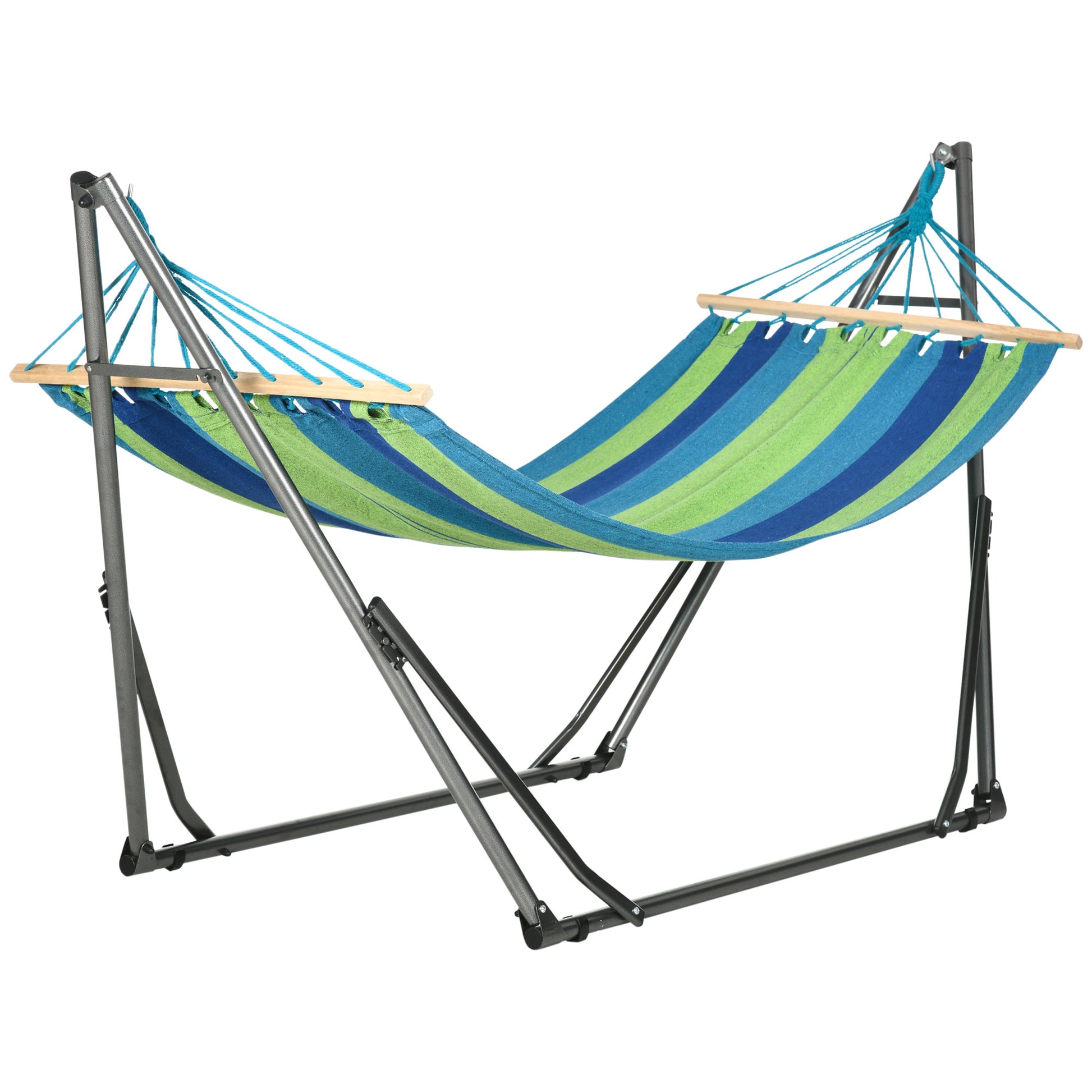 Self-standing Foldable Hammock Stand, Cotton Hammock and Steel Frame, Max capacity 120kg, 270x100x94cm