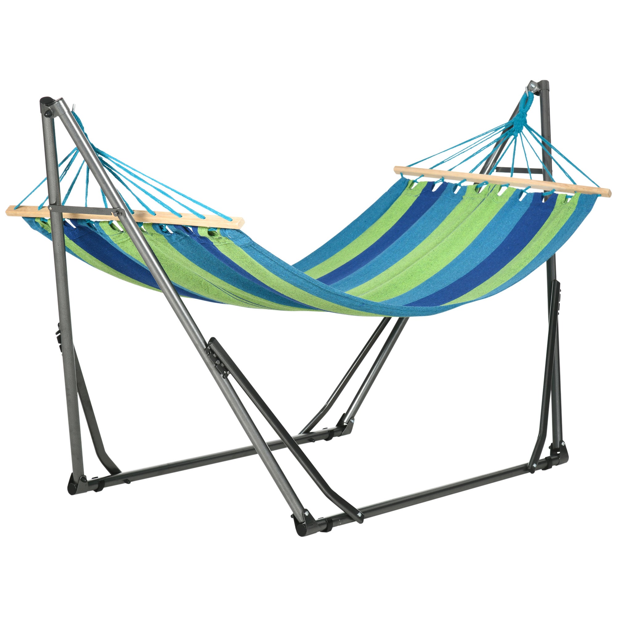 Self-standing Foldable Hammock Stand, Cotton Hammock and Steel Frame, Max capacity 120kg, 270x100x94cm