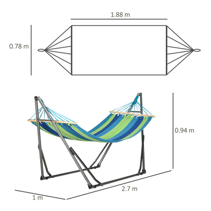 Self-standing Foldable Hammock Stand, Cotton Hammock and Steel Frame, Max capacity 120kg, 270x100x94cm