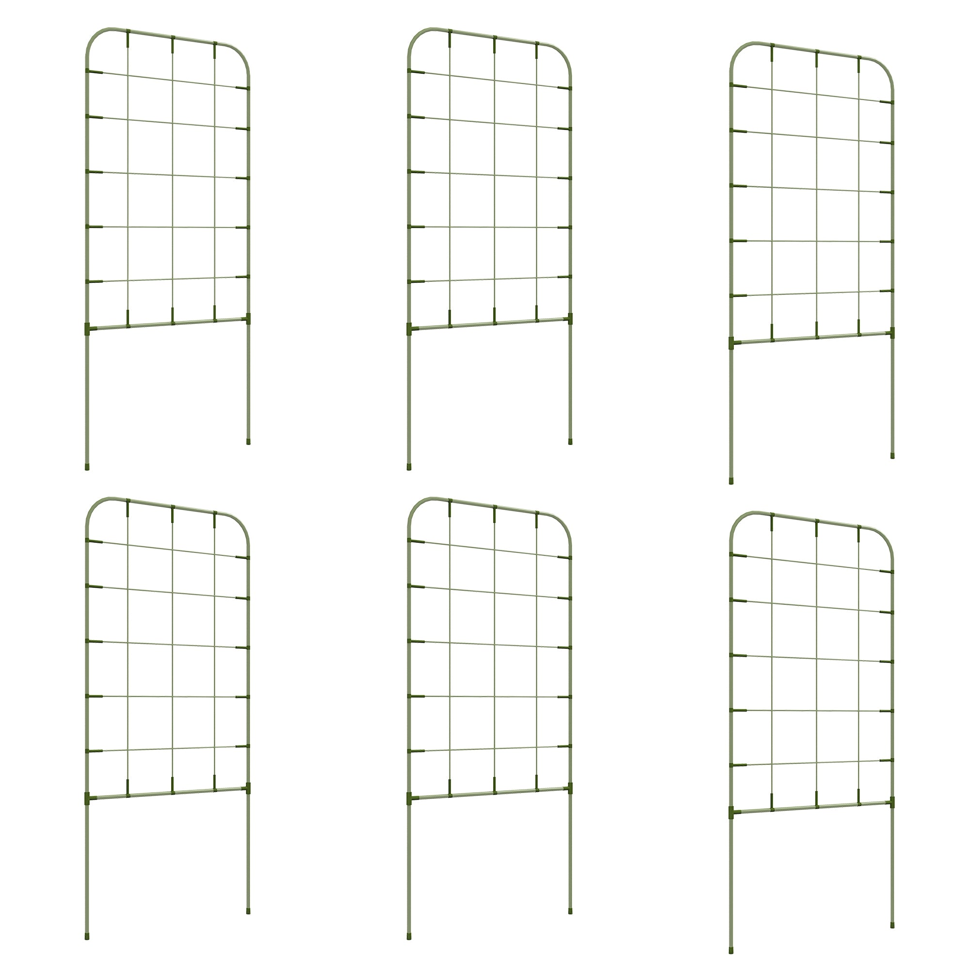 6-Piece Trellis Set, Plant Holder, Trellis, Garden Plant Supporting Rods, Garden Trellises for Climbing Plants, Balcony, Steel, Green, 40 x 90 cm