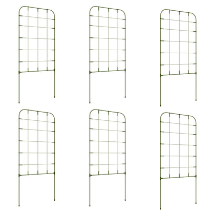 6-Piece Trellis Set, Plant Holder, Trellis, Garden Plant Supporting Rods, Garden Trellises for Climbing Plants, Balcony, Steel, Green, 40 x 90 cm