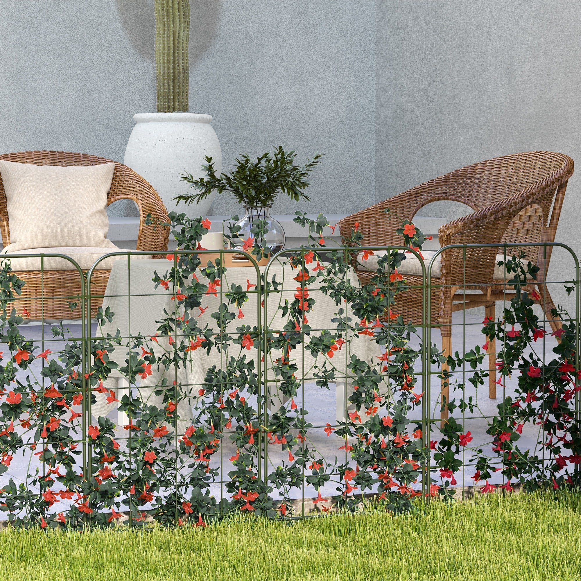 6-Piece Trellis Set, Plant Holder, Trellis, Garden Plant Supporting Rods, Garden Trellises for Climbing Plants, Balcony, Steel, Green, 40 x 90 cm