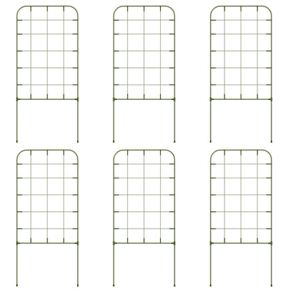 6-Piece Trellis Set, Plant Holder, Trellis, Garden Plant Supporting Rods, Garden Trellises for Climbing Plants, Balcony, Steel, Green, 40 x 90 cm