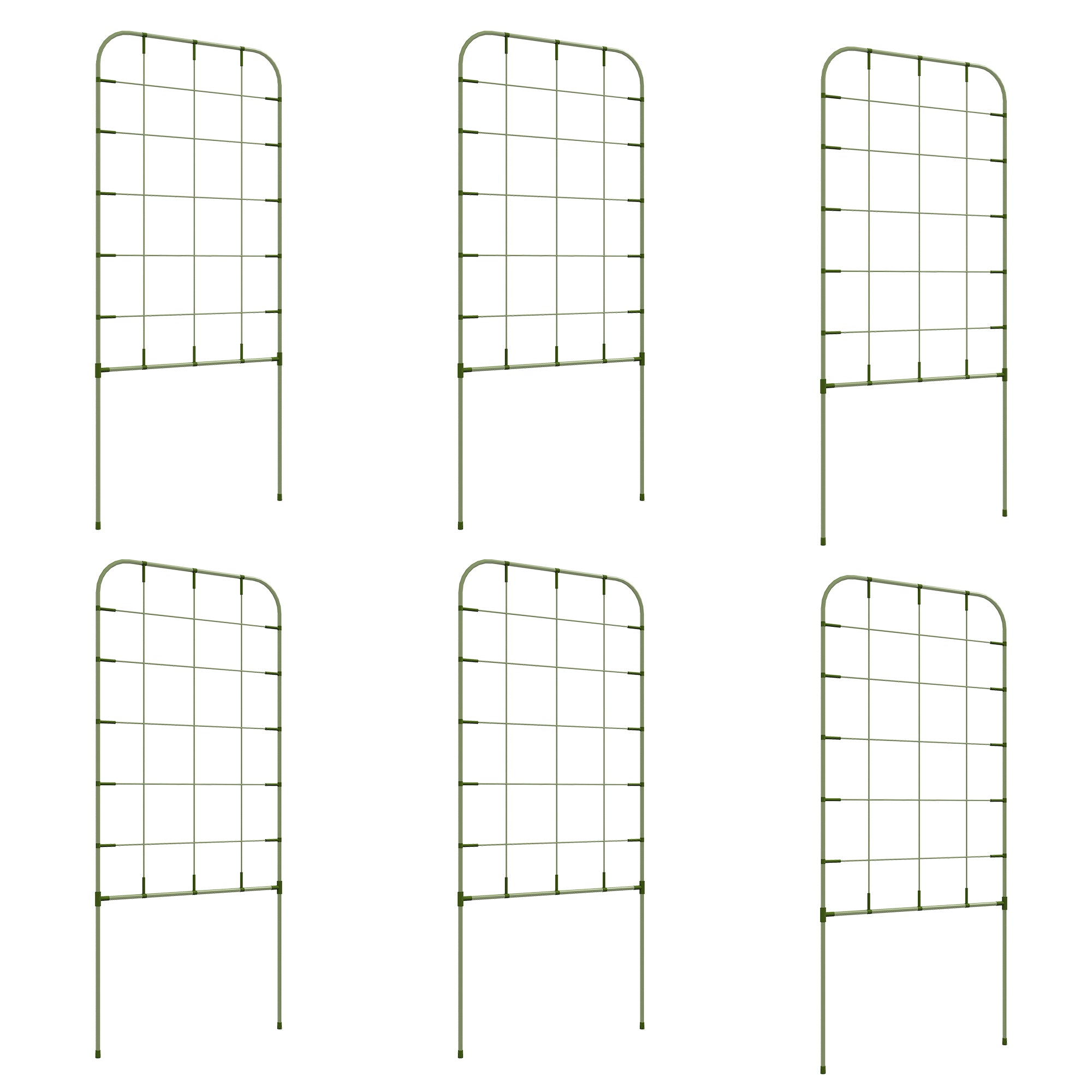 6-Piece Trellis Set, Plant Holder, Trellis, Garden Plant Supporting Rods, Garden Trellises for Climbing Plants, Balcony, Steel, Green, 40 x 90 cm