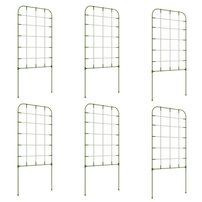 6-Piece Trellis Set, Plant Holder, Trellis, Garden Plant Supporting Rods, Garden Trellises for Climbing Plants, Balcony, Steel, Green, 40 x 90 cm