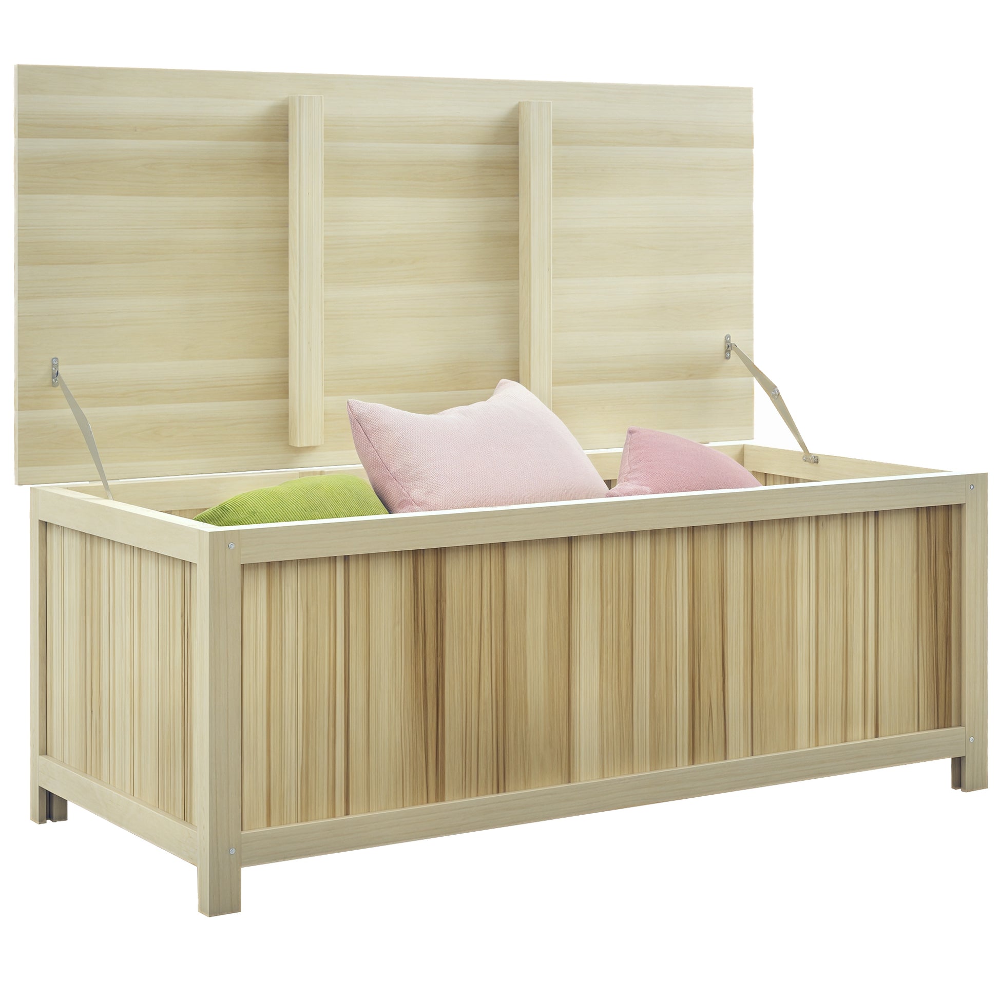 172L Wood Garden Storage Chest with Struts, for Outdoor - 120L x 55W x 45H cm