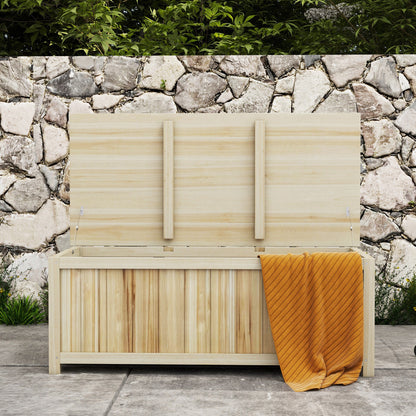 172L Wood Garden Storage Chest with Struts, for Outdoor - 120L x 55W x 45H cm
