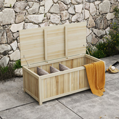 172L Wood Garden Storage Chest with Struts, for Outdoor - 120L x 55W x 45H cm