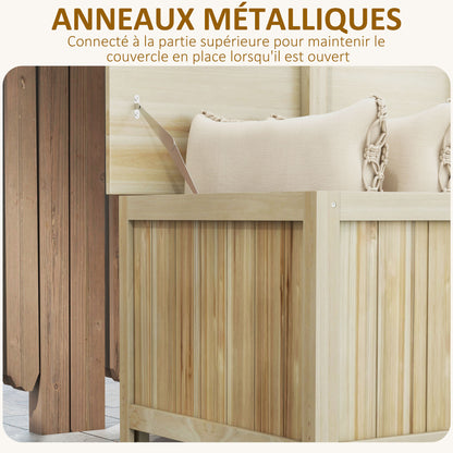 172L Wood Garden Storage Chest with Struts, for Outdoor - 120L x 55W x 45H cm