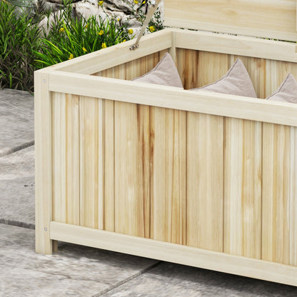172L Wood Garden Storage Chest with Struts, for Outdoor - 120L x 55W x 45H cm