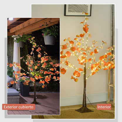Autumnal Artificial Eucalyptus Tree 120 cm Tree Lamp with 175 LED Lights and Base Christmas Decoration for Indoors and Outdoors Orange