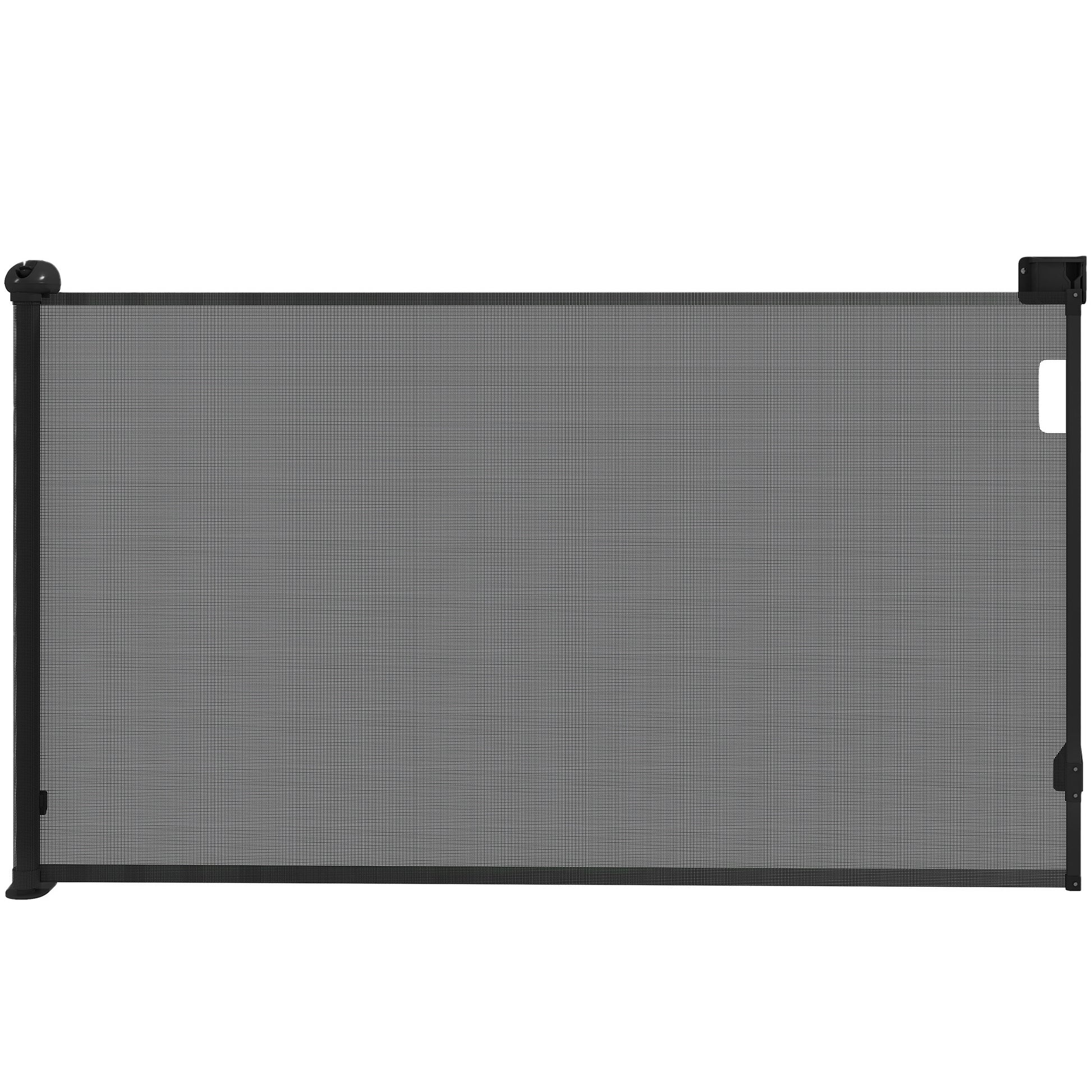 Retractable Dog Gate 0-144 cm Small Dog Door Expandable Pet Safety Barrier with Locking Switch for Stairs Doors Hallways Black