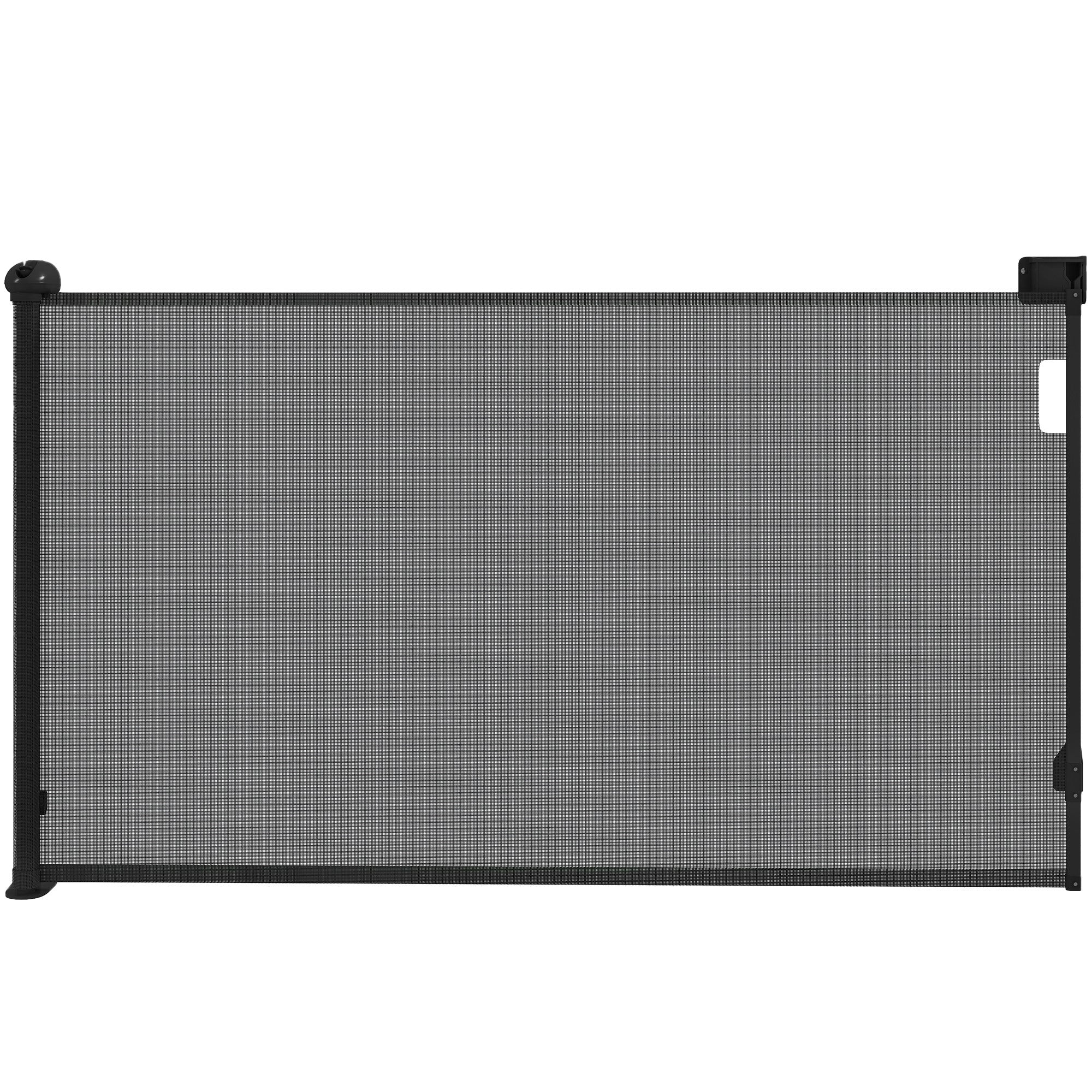Retractable Dog Gate 0-144 cm Small Dog Door Expandable Pet Safety Barrier with Locking Switch for Stairs Doors Hallways Black