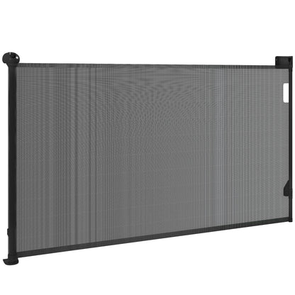 Retractable Dog Gate 0-144 cm Small Dog Door Expandable Pet Safety Barrier with Locking Switch for Stairs Doors Hallways Black