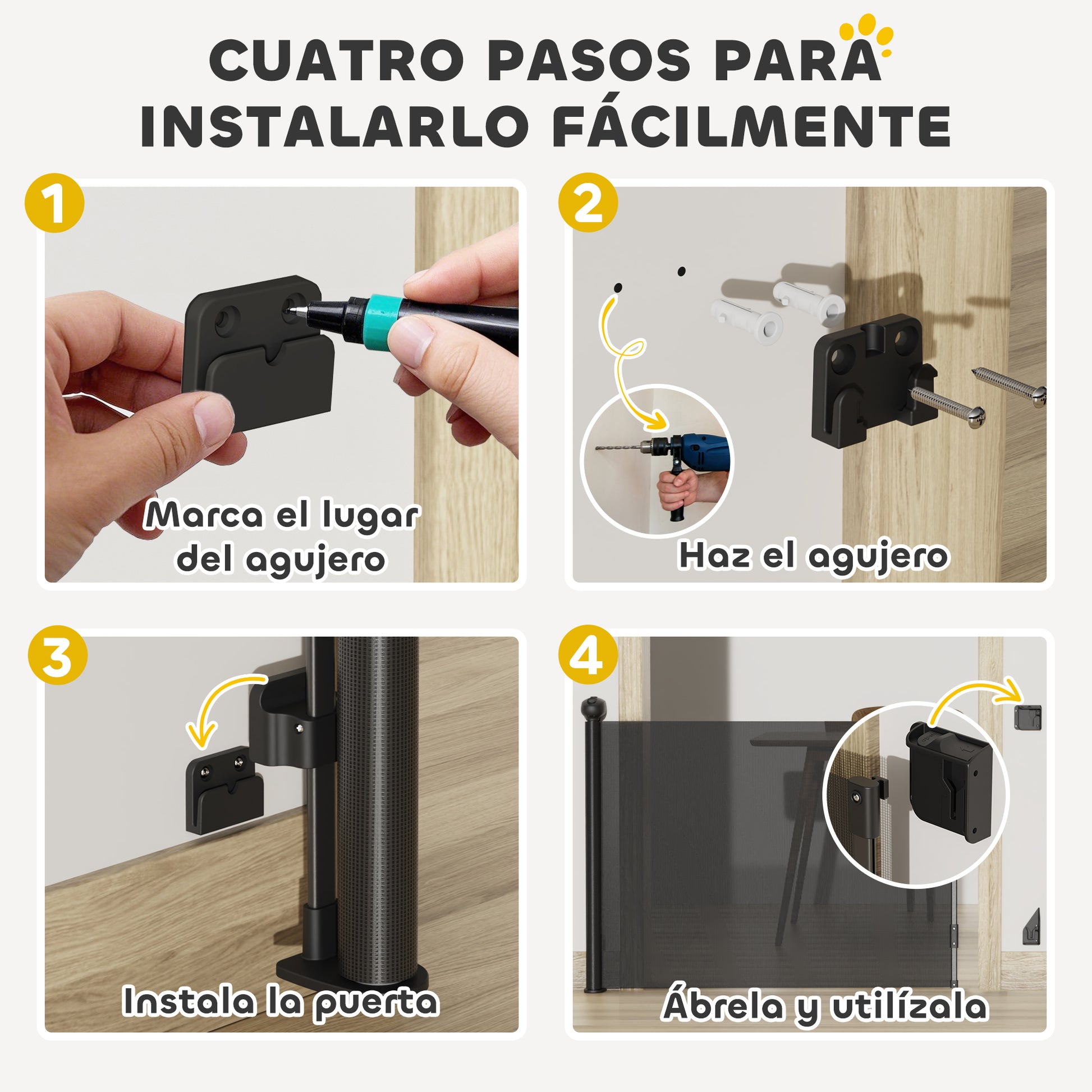 Retractable Dog Gate 0-144 cm Small Dog Door Expandable Pet Safety Barrier with Locking Switch for Stairs Doors Hallways Black