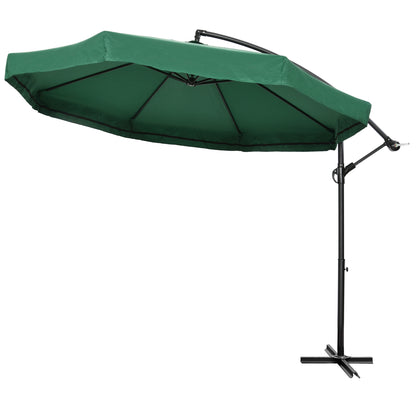 Offset Octagonal Umbrella 360 ° Rotating Crank with Mosquito Net and Cross Base Ø 295 x 242H cm - Green