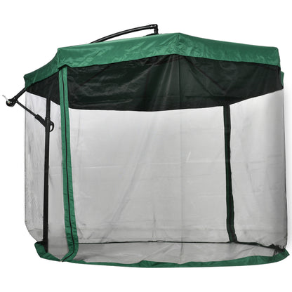 Offset Octagonal Umbrella 360 ° Rotating Crank with Mosquito Net and Cross Base Ø 295 x 242H cm - Green