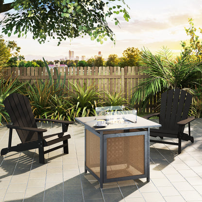 Weather-Resistant Wooden Adirondack Chair for Outdoors — High Back Garden Chair with Wide Armrests, Black, 31 x 35 x 35 in