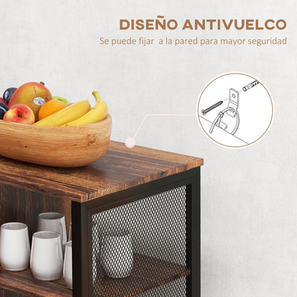 Industrial Kitchen Sideboard Buffet Cabinet with 6 Open Shelves Glass Holder and Adjustable Shelf for Dining Room Bar 120x40x76 cm Rustic Brown