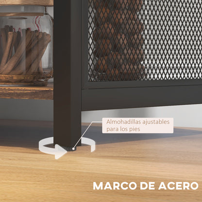 Industrial Kitchen Sideboard Buffet Cabinet with 6 Open Shelves Glass Holder and Adjustable Shelf for Dining Room Bar 120x40x76 cm Rustic Brown