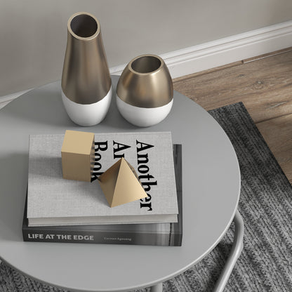 Round garden coffee table, outdoor side table, Ø60 cm, adjustable non-slip pads, epoxy metal, grey