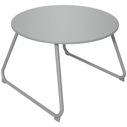 Round garden coffee table, outdoor side table, Ø60 cm, adjustable non-slip pads, epoxy metal, grey