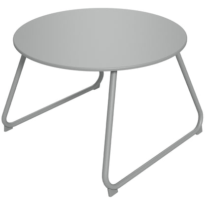Round garden coffee table, outdoor side table, Ø60 cm, adjustable non-slip pads, epoxy metal, grey