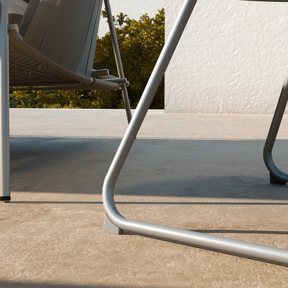 Round garden coffee table, outdoor side table, Ø60 cm, adjustable non-slip pads, epoxy metal, grey