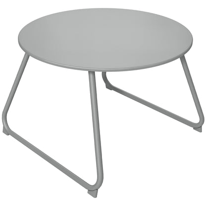 Round garden coffee table, outdoor side table, Ø60 cm, adjustable non-slip pads, epoxy metal, grey