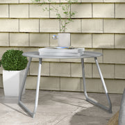 Round garden coffee table, outdoor side table, Ø60 cm, adjustable non-slip pads, epoxy metal, grey