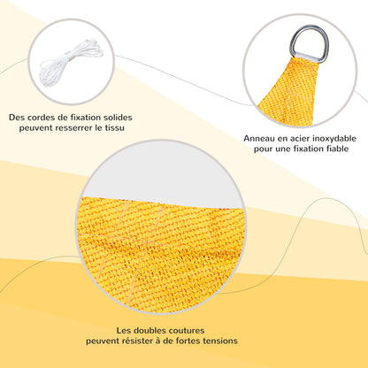 Rectangular HDPE Sun Shade Sail 6W x 4L meters Yellow