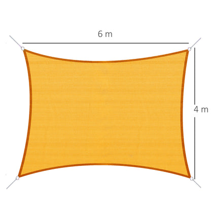 Rectangular HDPE Sun Shade Sail 6W x 4L meters Yellow